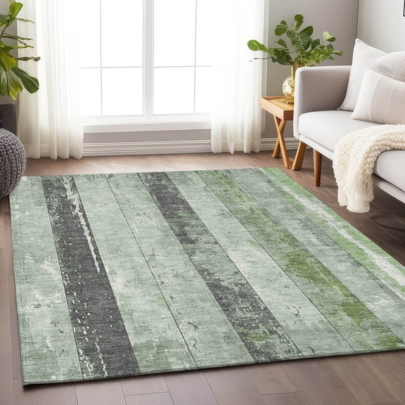 Addison Rugs Chantille Indoor/Outdoor Transitional Stripes Aloe Machine Washable Rectangle Rug, 10' x 14'