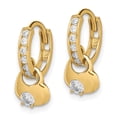 thumbnail image 6 of 14K Yellow Gold Madi K Cubic Zirconia Hinged Hoop with Heart Dangle Post Earrings, 6 of 7