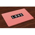 thumbnail image 1 of Ambesonne Love Place Mats Set of 4, Adoration Clock Design, Standard Size, Coral Black White, 1 of 4