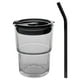 thumbnail image 2 of Taza de paja con tapa Taza de bebida a prueba de polvo para el hogar Taza de agua de té de usos múltiples a prueba de gris 125x90mm Macarena Copas de paja, 2 of 7