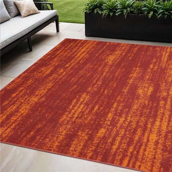 HomeRoots 545545 5 x 7 ft. Red & Orange Abstract Indoor & Outdoor Rectangle Area Rug