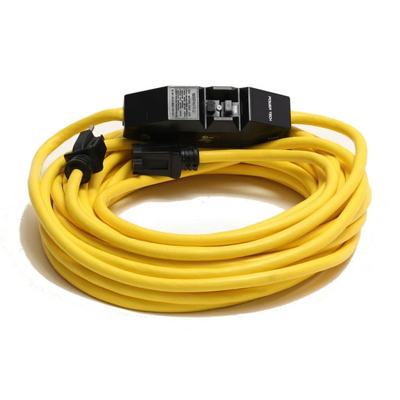 Century Wire D18012100 PowerTech 20 Amp 12/3 AWG GFCI Extension Cord w/ Adapter - 100 ft. (Yellow)