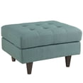 thumbnail image 1 of Modern Contemporary Upholstered Ottoman, Blue Fabric, 1 of 4