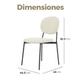 thumbnail image 3 of Sillas para Comedor y Sala Redonda Tapizadas Boucle con Respaldo Estilo Moderno y Minimalista con Patas de Metal - Set 2 Silas Beige GAON, 3 of 5