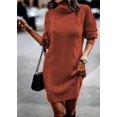 thumbnail image 1 of Suéter de cuello alto y manga larga de color puro para mujer, vestido de otoño e invierno, 1 of 6