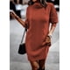 thumbnail image 1 of Suéter de cuello alto y manga larga de color puro para mujer, vestido de otoño e invierno, 1 of 6