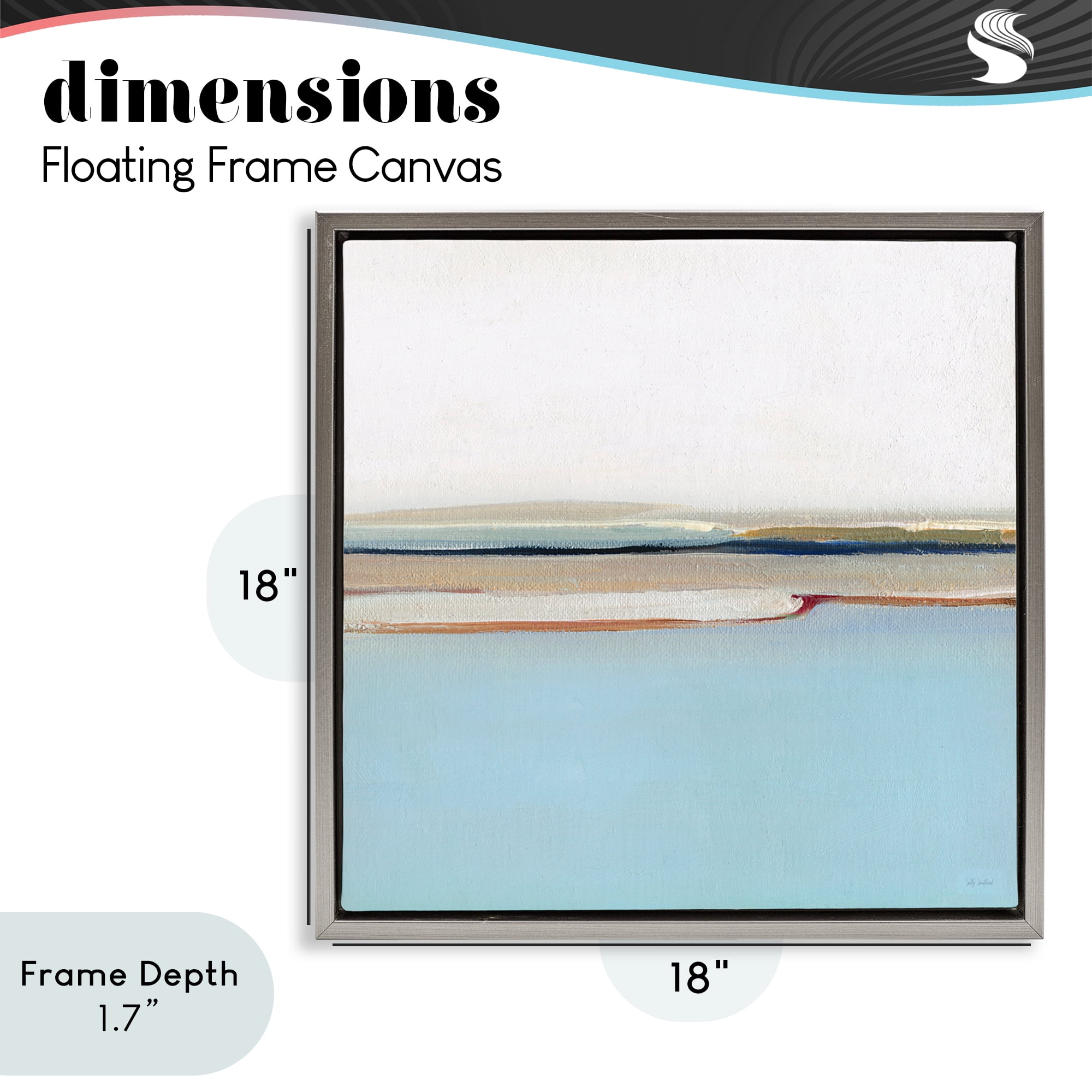 Stupell Industries Serene Minimal Shoreline at Dawn Gray Framed Floater Canvas Wall Art, design by Sally Swatland