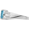 thumbnail image 3 of Sterling Silver Rhodium Light Swiss Blue Topaz & Diamond Ring (Size 7) Made In Thailand qdx534-7, 3 of 5