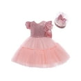 thumbnail image 2 of Qiylii Girl Banquet Dress, Sequins Lace Tutu Dress+Bow-knot Headdress, 2 of 5