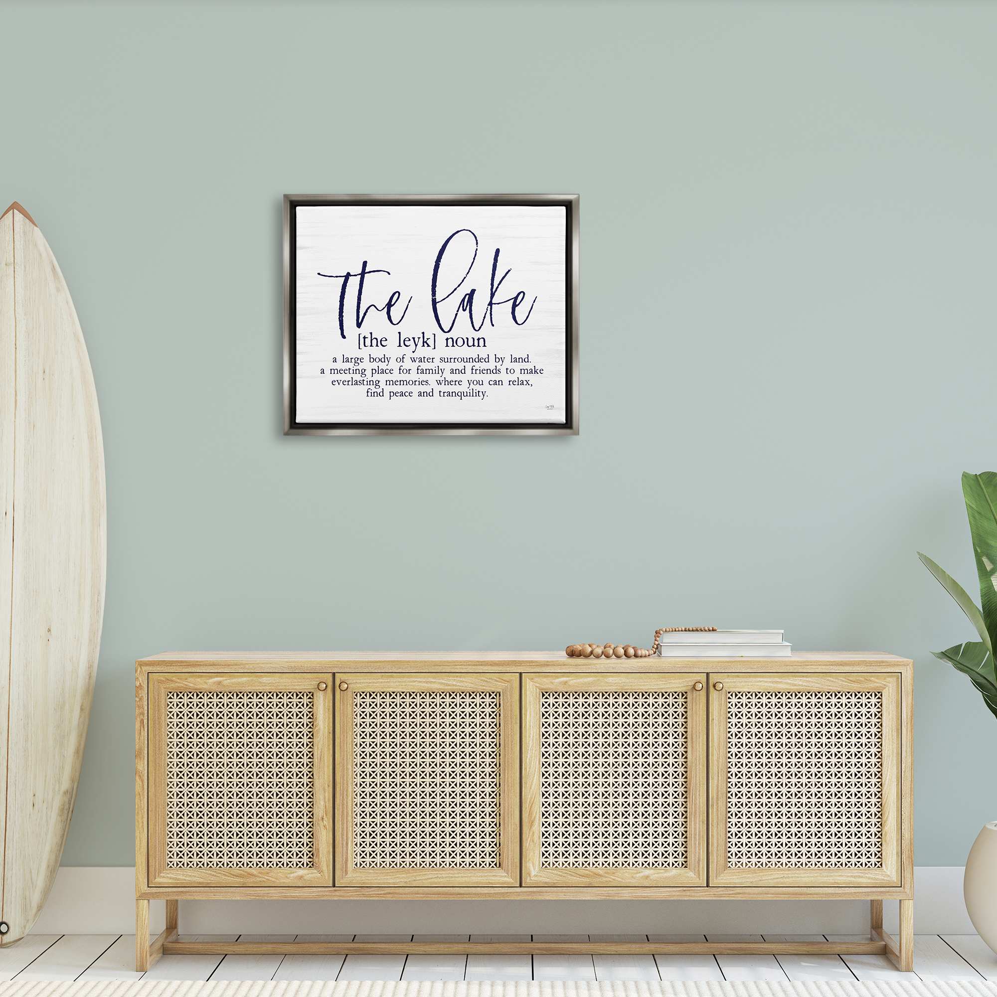 Stupell The Lake Definition Family Phrase Landscape Painting Gray Floater Framed Art Print Wall Art