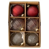 chaungfeng Pack of 6 Christmas Ribbed Shiny Looking Glass, Plastic Christmas Ornament, Hanging Tree Decorations, Add Festive Atmospheres to Home Porches Window Decors 4.7"x7.1"