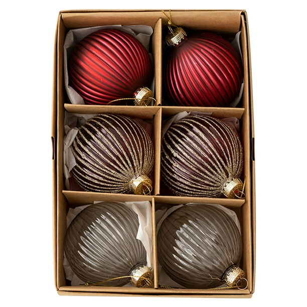 Decoraciones de Árbol de Navidad, 6cm 6Pc Decoraciones de Navidad Bola de Árbol Bauble Ornamento Colgante, Decoración de Fiesta de Plástico a Prueba de Rompimientos para Coronas de Mesa de Chimenea