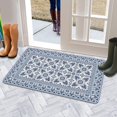 thumbnail image 5 of Bohemian Vintage Blue Flowers Door Mat Welcome Door Mat for Front Door, Home Entrance, Yard, Floor, Patio, Non Slip Spring Summer Welcome Mat Indoor Outdoor Doormat 0"*", 5 of 6