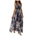 thumbnail image 2 of Summer Dresses For Women 2022 Dress For Ninang Sale Women's Summer Fashion New Floral Print Halter Strap Long Dress Banquet Wedding Blue, 2 of 9