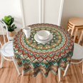 thumbnail image 2 of Mandala Colorful Green Brown Waterproof Picnic Patio Party Round Table Cloth Cover Decorations Fabric 60 Inch Circular Tablecloth for 20-47 Inch Home Dining Room Kitchen Decor, 2 of 6
