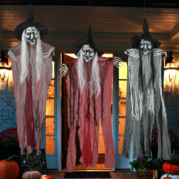 Coolmade 3 Pack Hanging Halloween Skeleton Ghosts Decorations, Grim ...