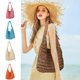 thumbnail image 1 of Mochila de ganchillo de paja para mujer - Bolso boho de playa con solapa con cordón, mochila cruzada para viajes de verano, 1 of 8