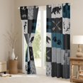 thumbnail image 3 of Homewish Safari Bear Deer Curtains Pack of 2 (42x84 Each),Jungle Animal Curtains Blackout,Gray Blue Plaid Bedroom Curtains For Teens,Ultra Soft Home Decor, 3 of 6