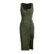 thumbnail image 1 of Gibobby Vestido sexy para mujer verano casual cuello redondo botón roscado vestido ajustado inferior cordón vestido(Verde,M), 1 of 3