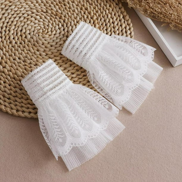Manguitos de muñeca mujeres plisado cuerno manguito desmontable camisa manga manguitos protector sor accesorios Macarena puños desmontables para mujer