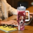 thumbnail image 6 of Daiia Puppy Peeking Through Pink Printed 40 oz Tumbler with Handle,Ice Bully Insulated Tumbler 2 in 1 Lid Insulated Water Bottle Stainless Steel Travel Coffee Mug, 6 of 8