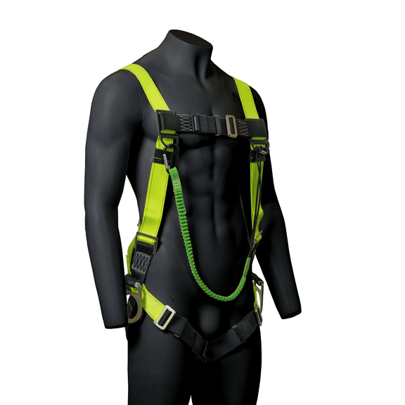 JORESTECH Safety Full Body Harness with 3 D-Rings and Tool Tether with Shock Absorption 15lbs Weight Capacity, HARN-03-LY-05