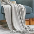 thumbnail image 5 of VQPeo Knit Throw Blanket for Couch Bed, Soft Knitted Farmhouse Sofa Throw for Living Room, Lightweight Decorative Summer Throw Blanket for Chair, Outdoor Textured Boho Blanket, 5 of 5
