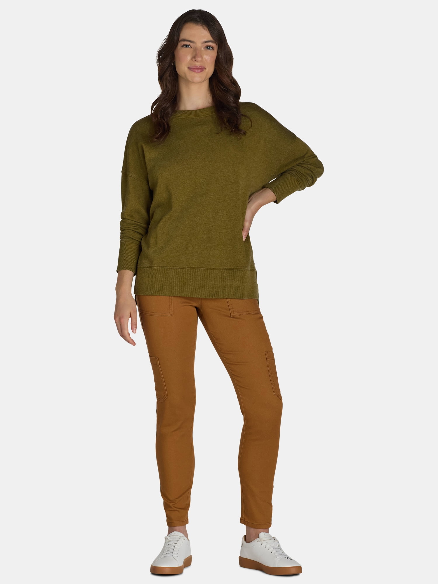 Time and Tru Women's Tunic Sweatshirt with High-Low Hem, Sizes XS -4X