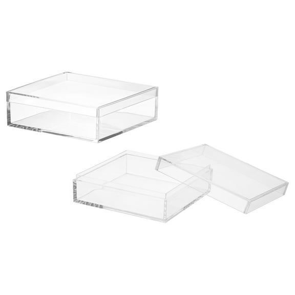 Uxcell Acrylic Box with Lid, 4.33 x 4.33 x 1.57 in Acrylic Display Case Plastic Square Cube Container Storage Holder(2 Pack, Clear)