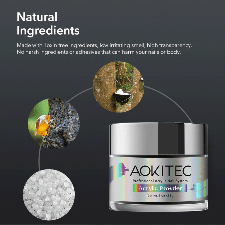 Aokitec Acrylic Powder Black Color 1oz 28g Professional Acrylic Nail System