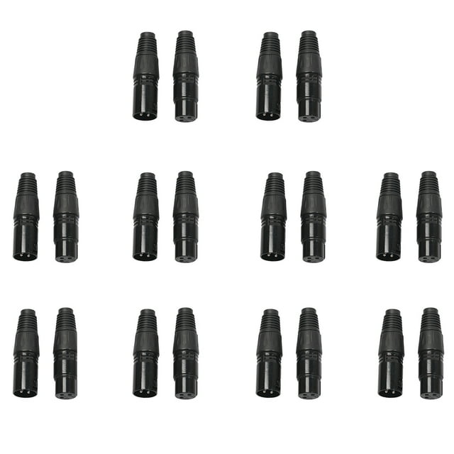 lionlar 10 Pairs Of XLR 3-pin Male To Female Connection Microphone Cable Audio Adapter