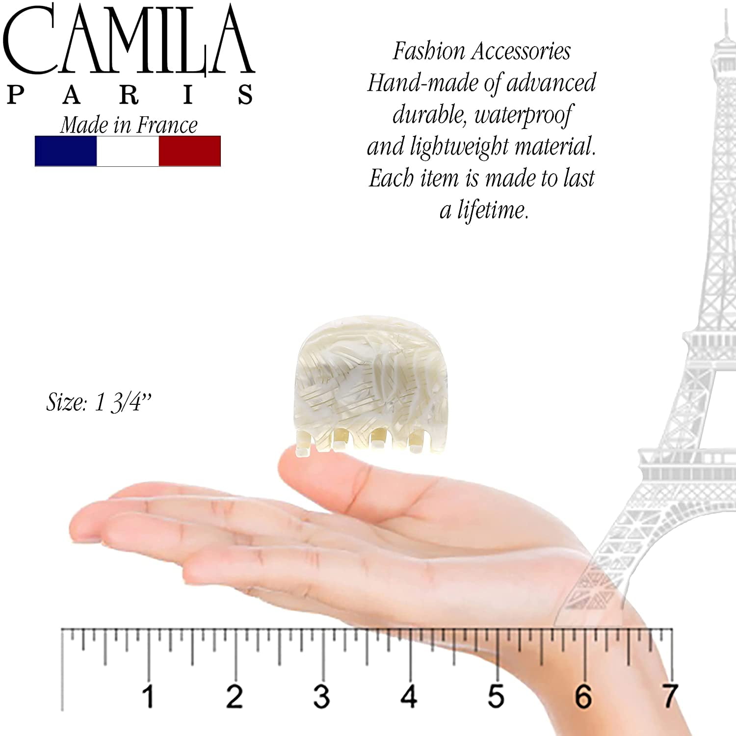 Camila Paris CP3270 French Hair Clip for Women, Small Handmade Mustard, Girls Hair Claw Clips Jaw Fashion Durable and Styling Hair Accessories for Women, Strong Hold No Slip Grip, Made in France