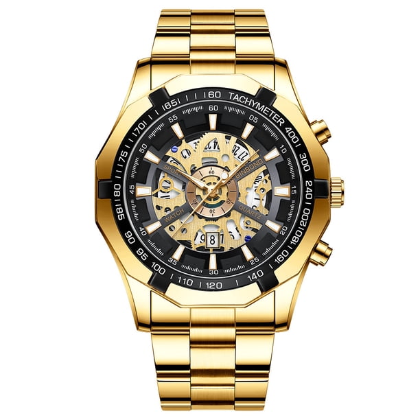Reloj para hombre, no mecánico, resistente al agua, luminoso, informal, de negocios, mecánico, de cuero con forma de camarón hueco para hombre