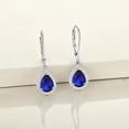 thumbnail image 2 of Divine Creation 1.60 Ct Pear Cut Blue Sapphire & Diamond Leverback Drop Dangle Earring's 14K White Gold Plated 925 Sterling Silver For Women's, 2 of 3