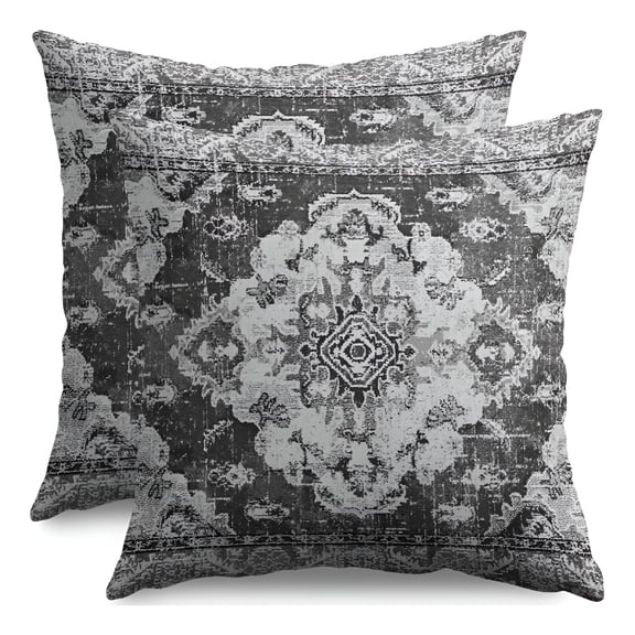 ARLAJO 2026 New Black Grey Boho Pillow Covers 20X20 Set of 2 Carpet Bohemian Floral Pattern Decorative Throw Pillow Cases Outdoor Farmhouse Decoration for Sofa Couch Bed