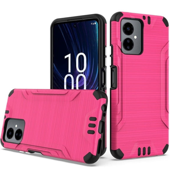 For Boost Celero5G SC 2024 Slim Lining Brushed Hybrid Phone Cover Case - Lining Pink