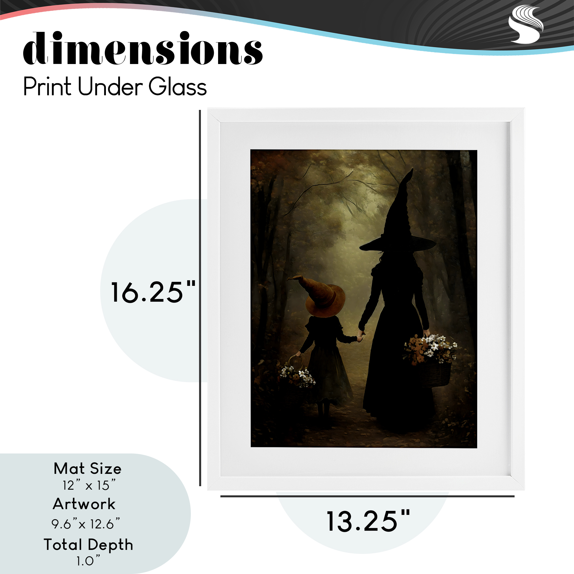 Witch & Daughter Mystical Forest White Framed Print Under Glass, design by Arlington Prints