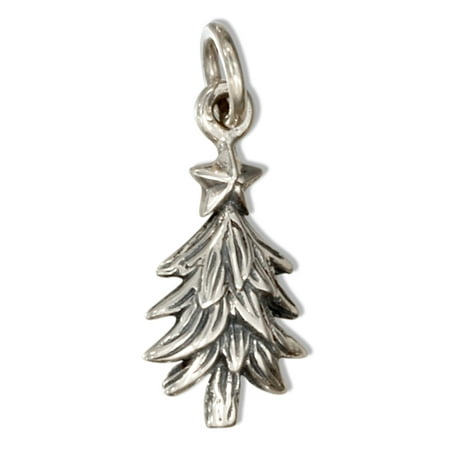 Christmas Tree Star Charm - STERLING SILVER CHRISTMAS TREE CHARM WITH STAR