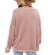 thumbnail image 4 of Blusa de mujer de fibra de poliéster con cuello redondo y hombros caídos, camisa informal de manga larga para mujer para Otoño Invierno Rosa XL, 4 of 6