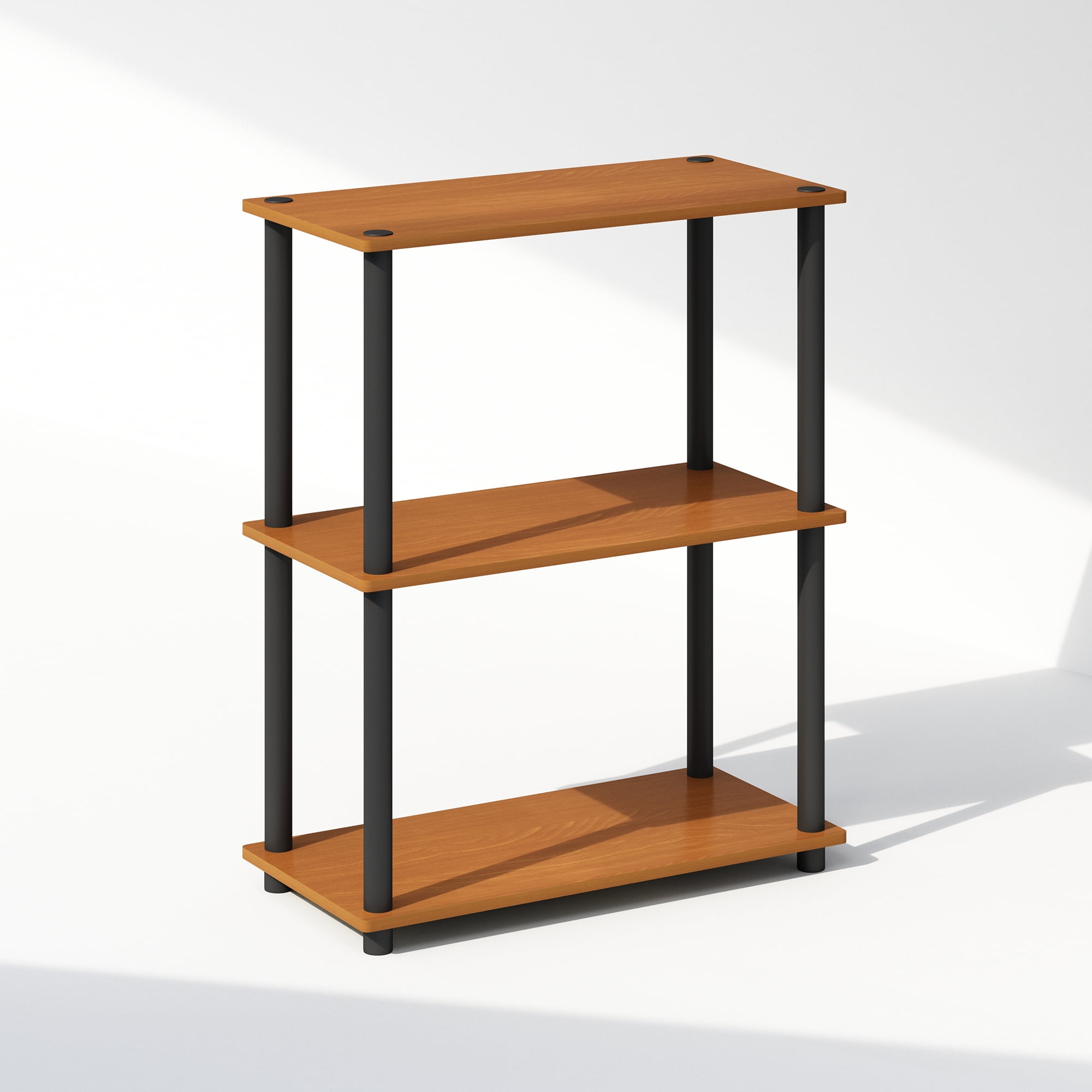 Furinno Turn-N-Tube 3-Tier Multipurpose Compact Display Rack, Shelving Unit, Bookcase, Light Cherry