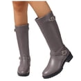 thumbnail image 6 of UngA Womens Boots Low Heel Riding Boots With Side Zipper Dressy Shoes Mid-Calf Boots for Women Grey,Size 6.5, 6 of 6