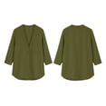 thumbnail image 5 of SBYOJLPB Women's Solid Color Tops 3/4 Sleeve Cotton-linen V-neck Pullover Top, 5 of 6