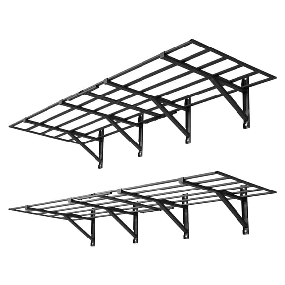 VEVOR 2-Tier Heavy Duty Wall Garage Shelving, 4 Pack 2 x 3 ft Steel Wall Mounted Shelving Unit, 24 x 72 Inch Per Shelf Floating Storage Metal Rack for Garage, 1600 lbs Total Weight Capacity, Black