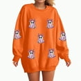 thumbnail image 2 of Towmus Women Halloween Sweatshirts Sequin Ghost Long Sleeve Shirt Oversized Crewneck Fall Pullover Tops, 2 of 6