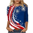 thumbnail image 2 of lcziwo Women Patriotic T Shirt Plus Size Comfortable Memorial Lightweight Shirts Celebration Printed Holiday Casual Crew Neck Tee Top Blue XL, 2 of 5