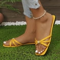 thumbnail image 5 of Miluxas Flat Sandals for Women Strappy Square Open Toe Slip On Cute Flat Sandals for Summer Yellow 8.5(42), 5 of 9