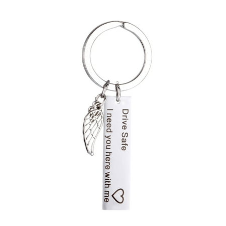 Chic Stylish DIY Car Keychain DRIVE SAFE I NEED YOU HERE WITH ME Angel Wing Key Fob (Best Key Safe Uk)