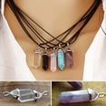 thumbnail image 3 of Jiaroswwei Faux Gemstone Rock Natural Quartz Healing Point Chakra Reiki Pendant Rope Necklace, 3 of 7