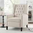 thumbnail image 4 of Accent Chair,Velvet Tufted Push Back Recliner Chair,Single Sofa Comfy Reclining Sofa Living Room Chair Wingback Arm Chair with Nailed Trim for Bedroom Home Theater Reception Area,Beige, 4 of 7