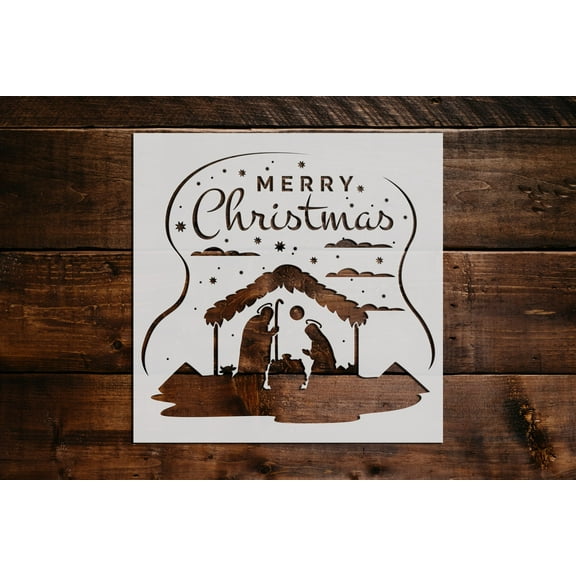 Nativity Scene Stencil - Art and Wall Stencil (6"x6")